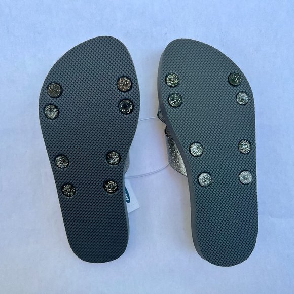 NEW Jelly Crisscross-Strap Flip-Flop Sandals in Gray Glitter - Picture 2 of 3